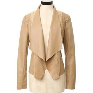 Dark Nude Leather Jacket Open Front Women's Small